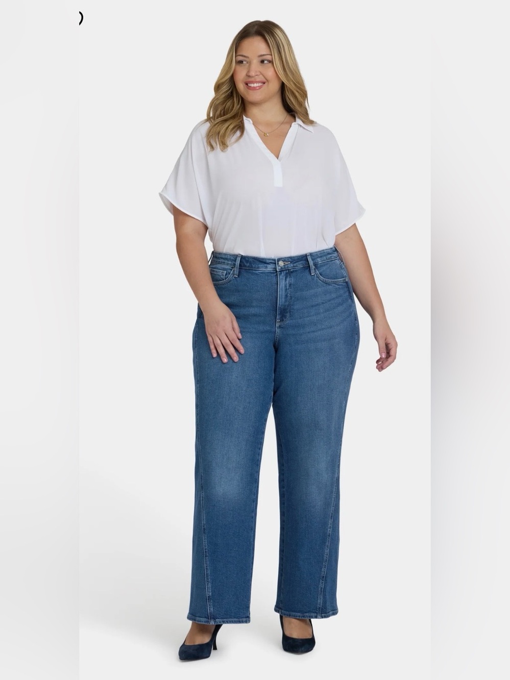 NYDJ Mid Wash Wide Leg Jeans - Blue
